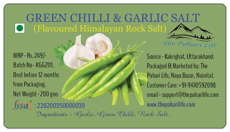 Green Chilli & Garlic Salt/ The Pahari Life