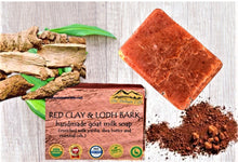 Load image into Gallery viewer, Red Clay & Lodh Bark Goat Milk Soap (Certified Organic Ingredients) - Normal / Oily Skin.