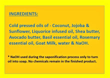 Load image into Gallery viewer, Rosemary & Liquorice Goat Milk Soap (Certified Organic Ingredients) - Normal Skin.
