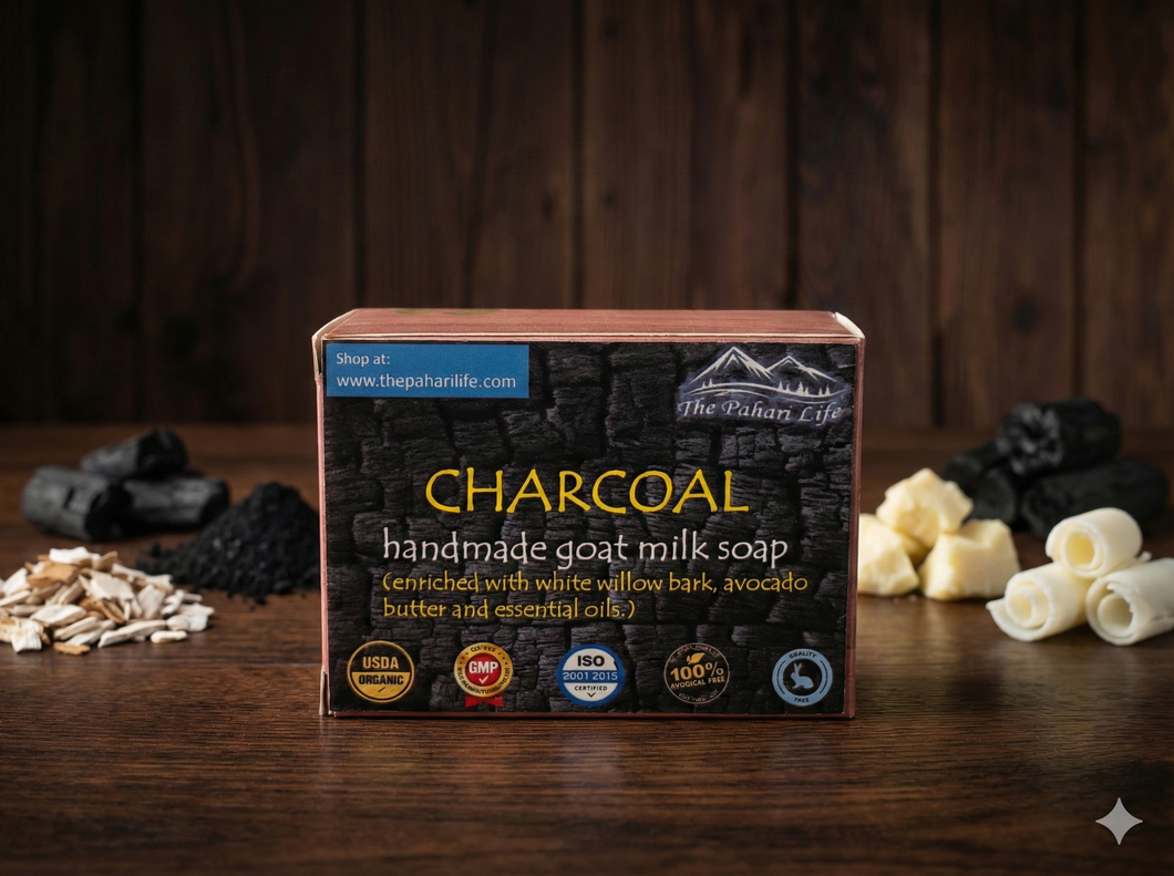 Charcoal Goat Milk Soap with White Willow Bark (Certified Organic Ingredients) - Oily Skin.