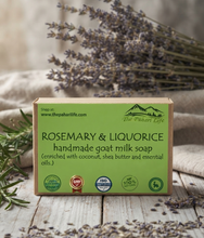 Load image into Gallery viewer, Rosemary &amp; Liquorice Goat Milk Soap (Certified Organic Ingredients) - Normal Skin.