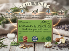 Load image into Gallery viewer, Rosemary &amp; Liquorice Goat Milk Soap (Certified Organic Ingredients) - Normal Skin.