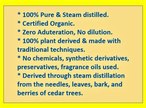 Himalayan Cedarwood Steam Distilled Essential Oil - (Certified Organic)